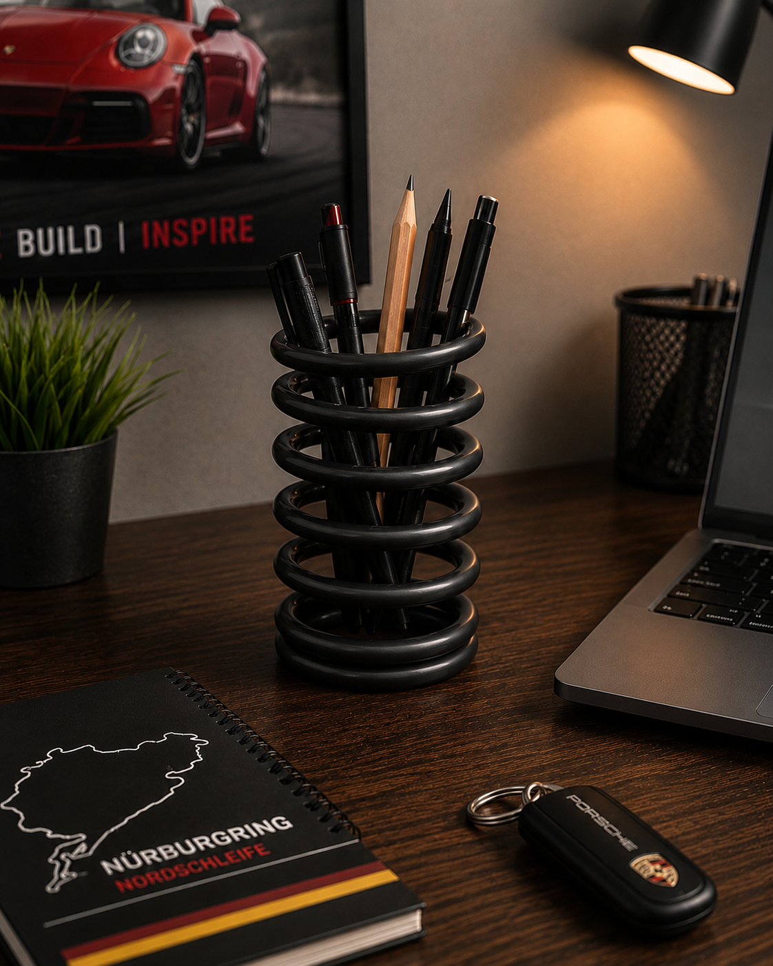 Lowering Spring Pen Stand